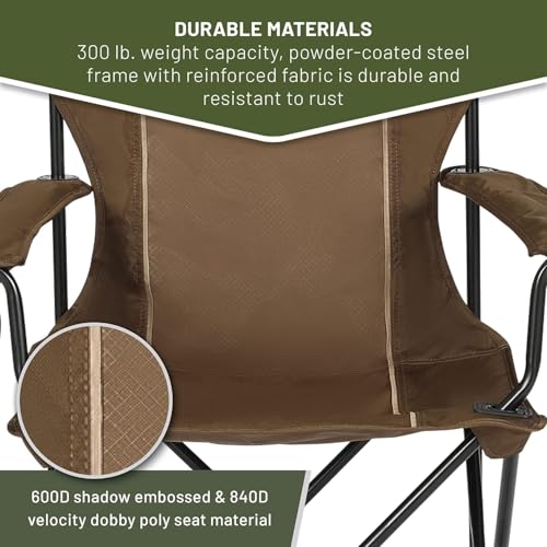 Collapsible Armrests Cup Holder Carry Mat Pet Leash Heavy Duty Foldable Chair Earth Brown P293246