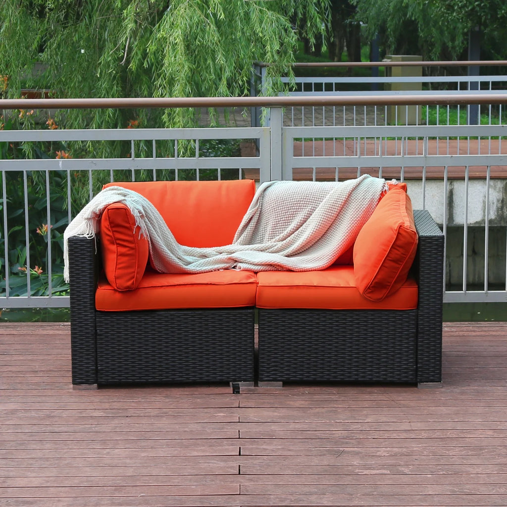 Orange 2-Piece Rattan Corner Sofa Set E966923