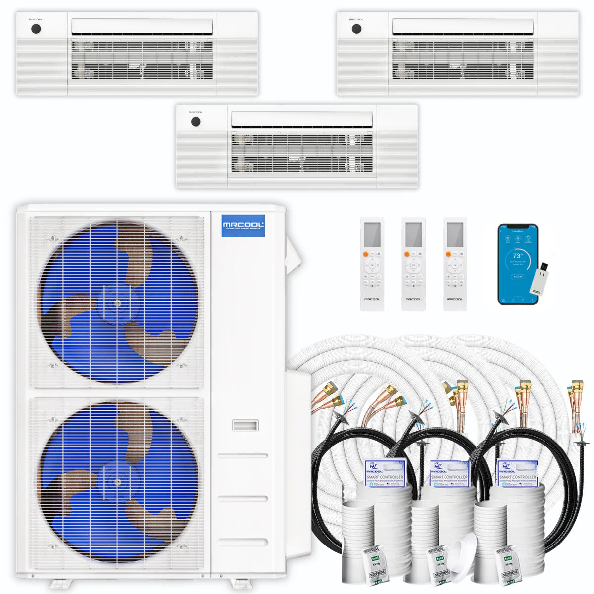 54,000 BTU 3 Zone Ceiling Cassette Ductless Air Conditioner and Heat Pump J241