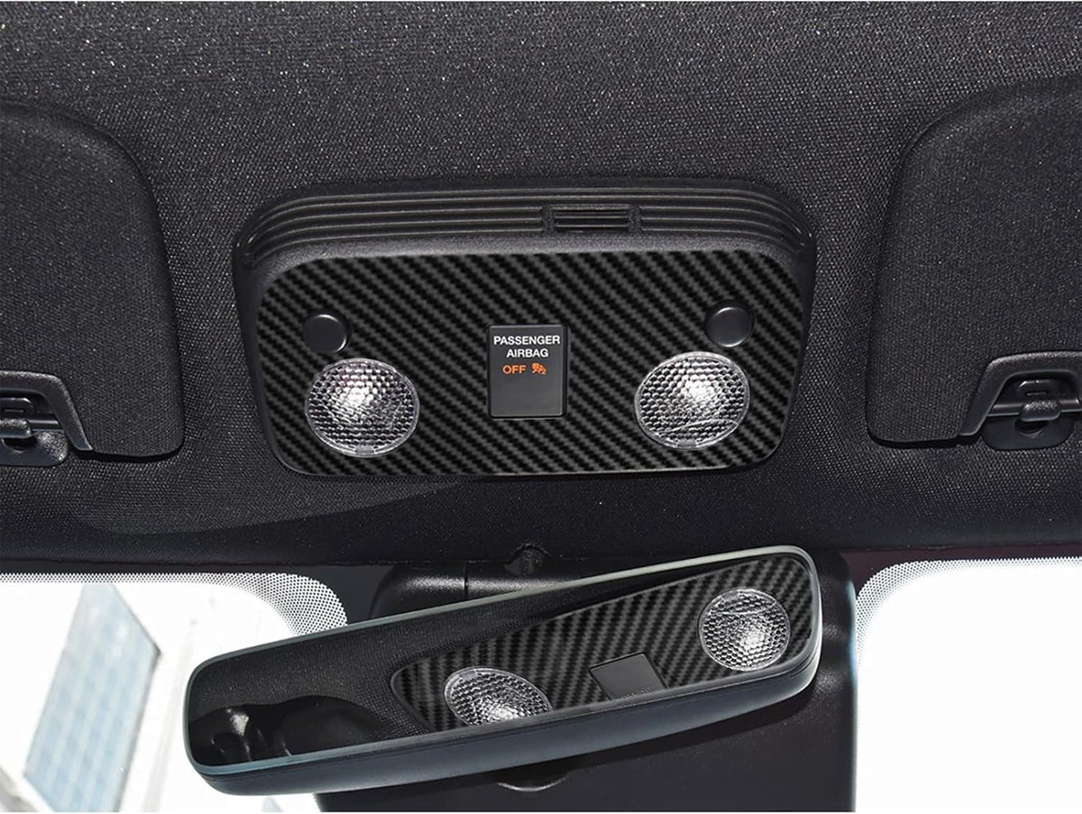 Carbon Fiber Texture Vinyl Wrap Center Console Dashboard Cover for Mustang 48PCS Black F370729
