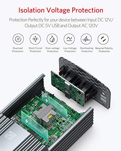 500W Pure Sine Wave Power Inverter 12V to 110V with Dual USB Ports U128518