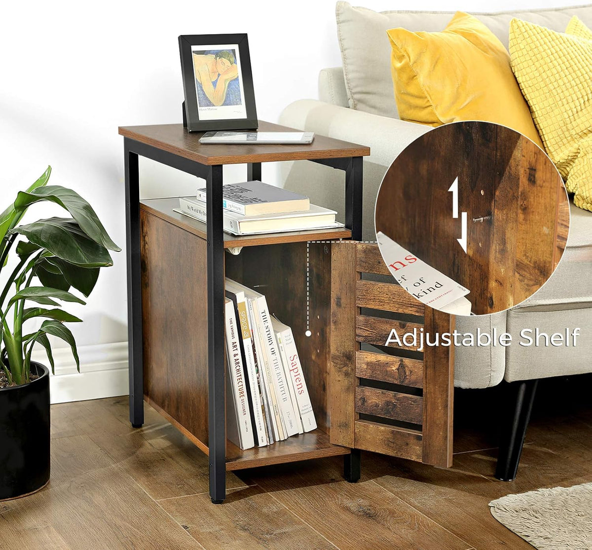 Rustic Brown Side Table with Storage Shelf G238917