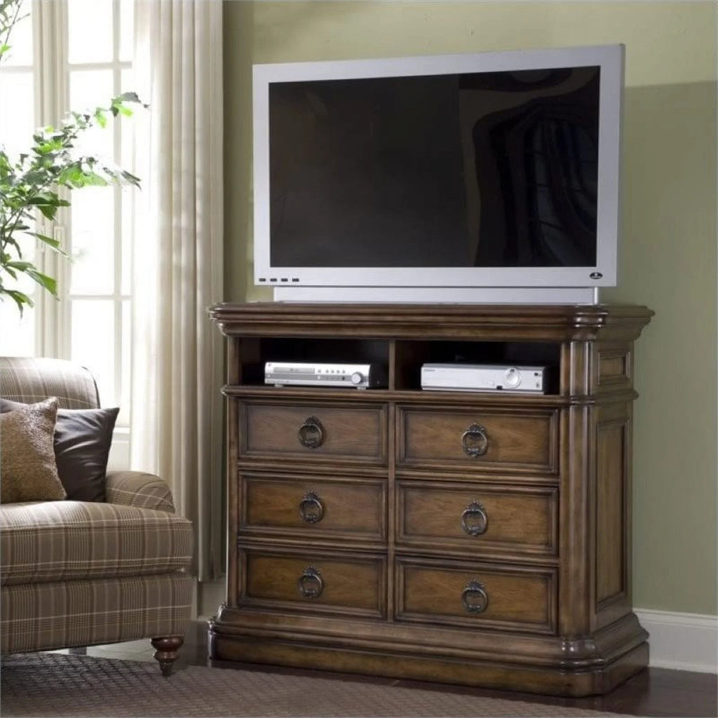 6 Drawer Dark Wood Media Chest S26574