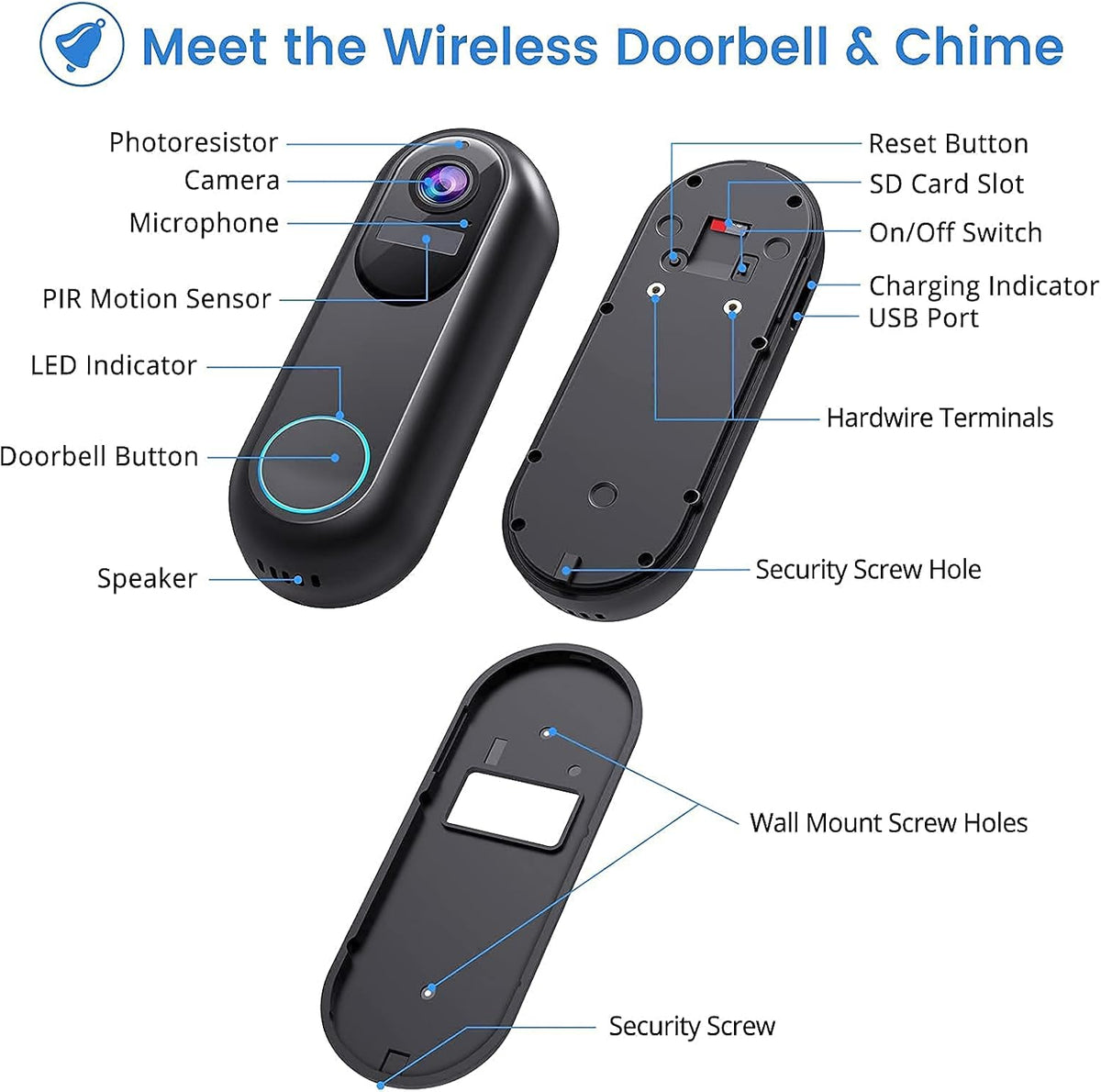 1080P HD Wireless Video Doorbell Camera with Chime I951