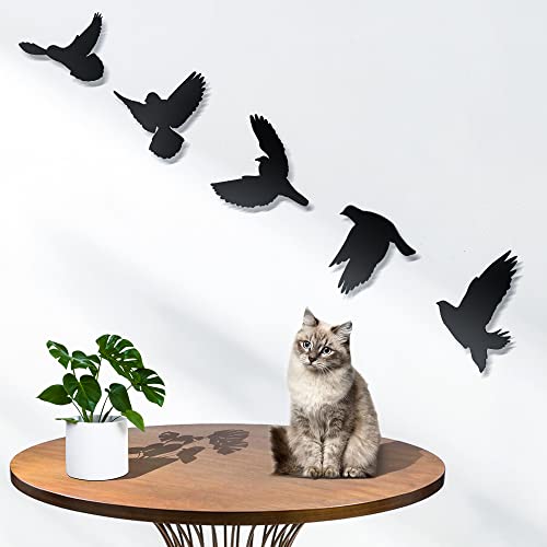 5Pcs 3D Modern Black Birds Metal Wall Stickers Q948038