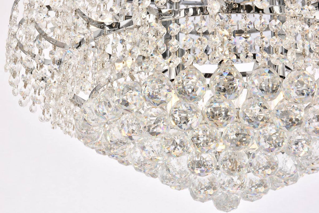 10 Light Chrome Flush Mount Clear Crystal I171752