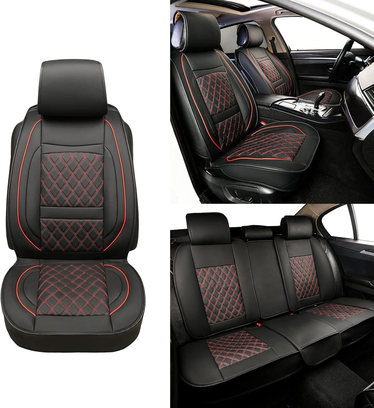 Black and White Leather Car Seat Covers I108782