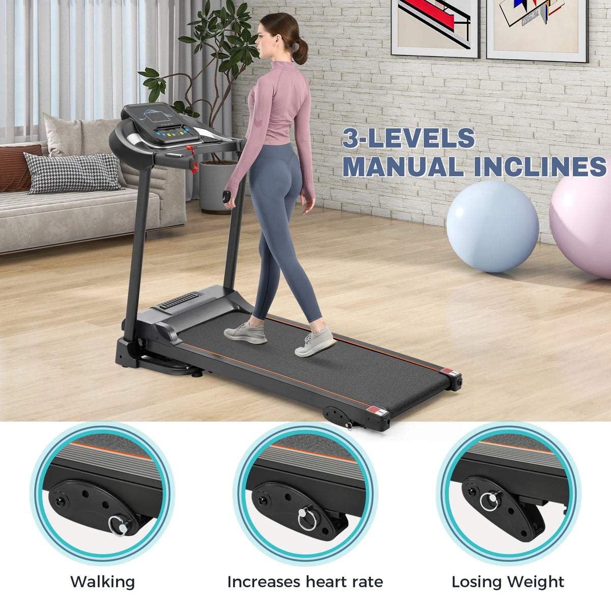 Electric Treadmill with 12 Programs Incline Adjustment I1436