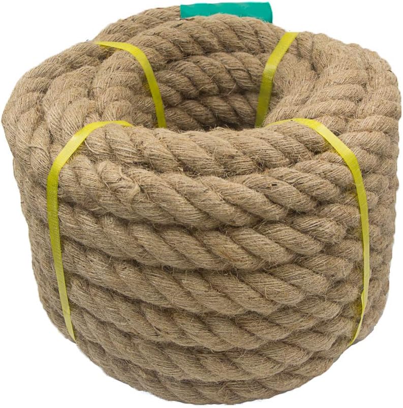 Twisted Hemp Rope for Crafts, Climbing, Anchor, Hammock, Cat Scratching Post, Tug of War, Decorate (1 inch x 96 Feet) Pack of 2 M724