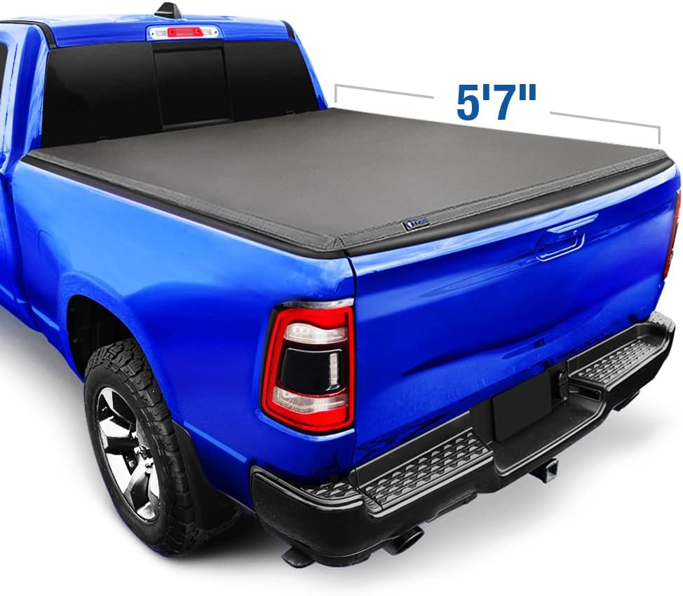 Soft Roll Up Truck Bed Tonneau Cover for 2019-2022 Ram 1500, 6'4" Bed, Black B37472