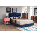 Tufted Upholstered Bed with Navy Blue Finish F871