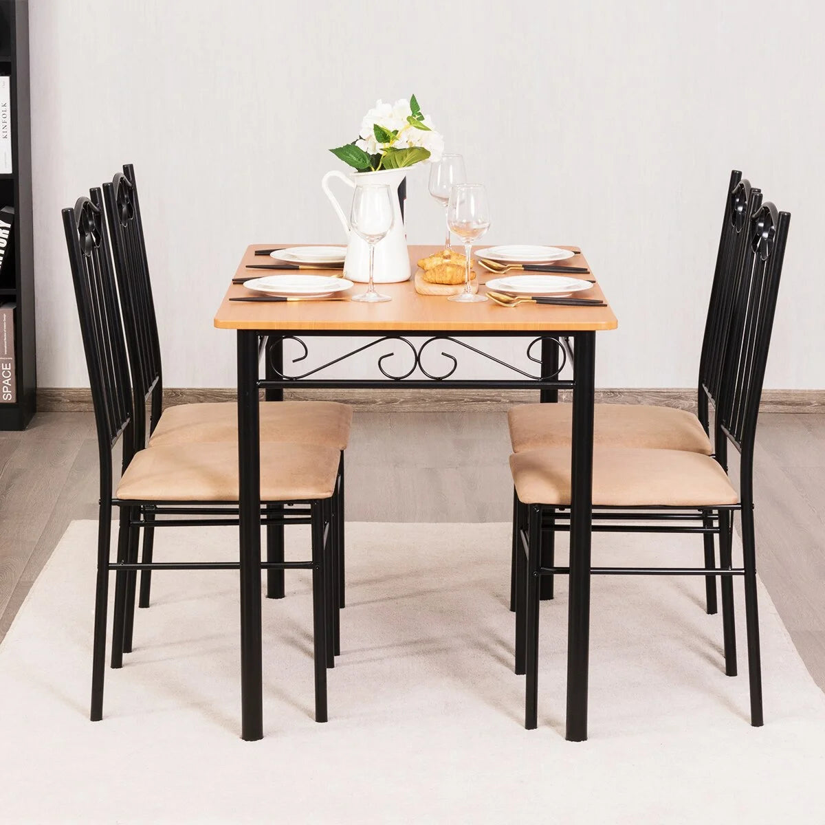 5 PC Wood Metal Dining Set R871270
