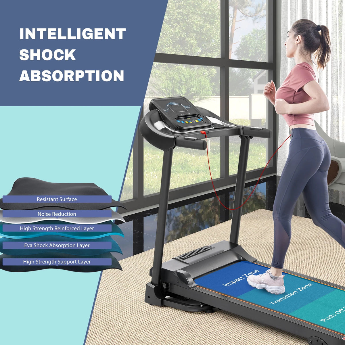 Electric Treadmill with 12 Programs Incline Adjustment I1436