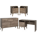 4-Piece Set with 2 Nightstands 7-Drawer Dresser and Computer Desk B6042