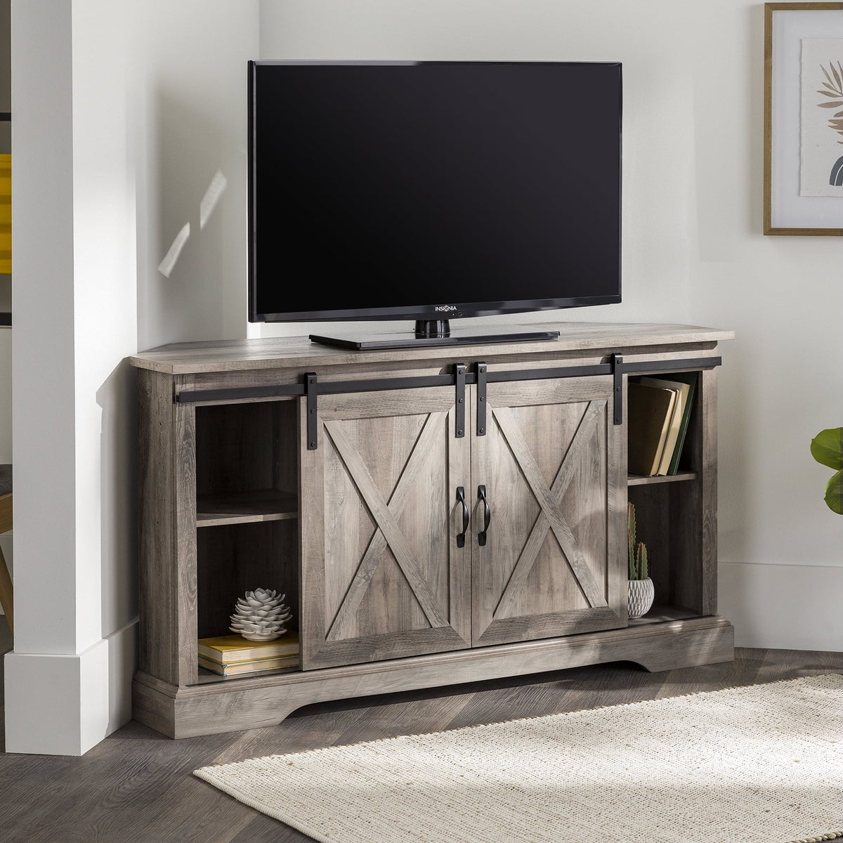 White Oak Corner TV Stand T32963