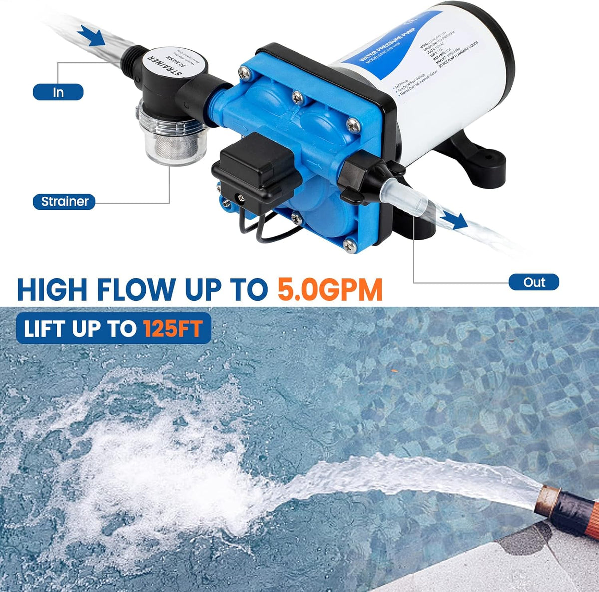 110V AC Water Pressure Pump 5.0GPM 55PSI Self Priming RV Water Pump S214855