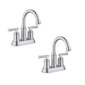 4 in. Centerset Double-Handle High-Arc Bathroom Faucet Brushed Nickel 2-Pack N12959