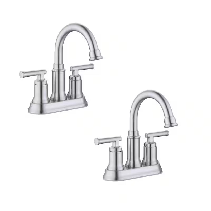 4 in. Centerset Double-Handle High-Arc Bathroom Faucet Brushed Nickel 2-Pack N12959