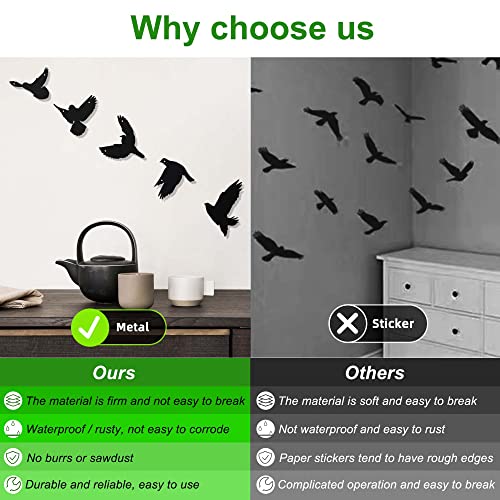 5Pcs 3D Modern Black Birds Metal Wall Stickers Q948038