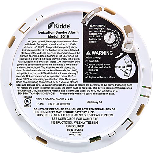 10-Year Battery Powered Smoke Detector with LED Warning Light J898