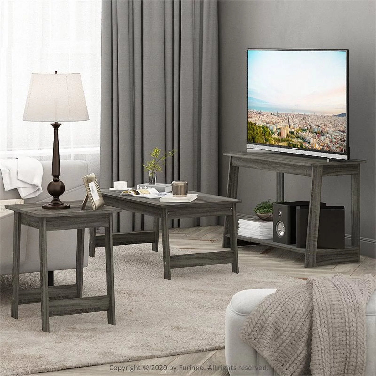 French Oak Grey TV Stand W7780