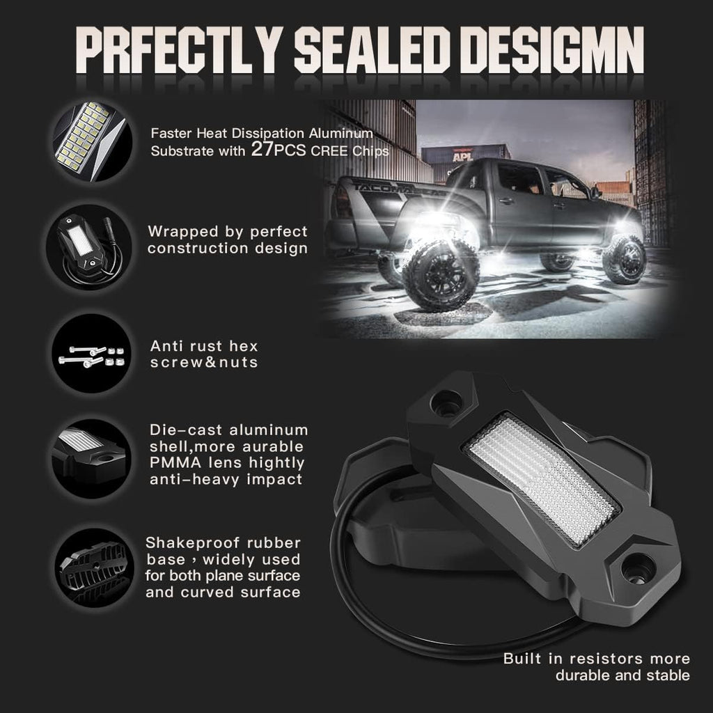 White LED Rock Lights 12PCS Underbody Lights C69570