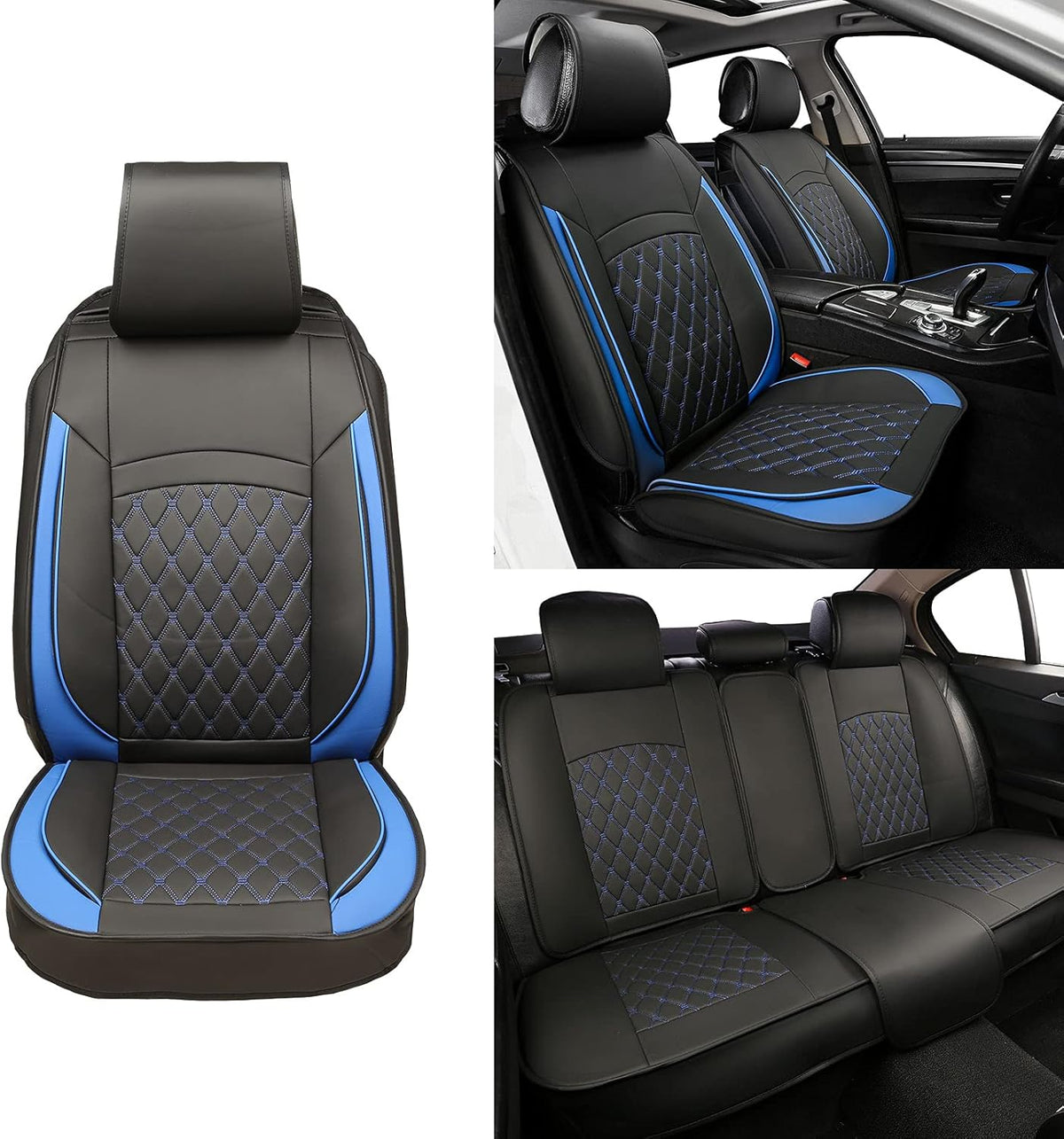 Black and White Leather Car Seat Covers I108782