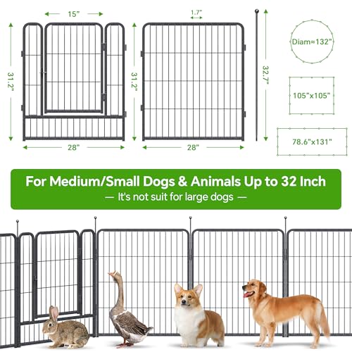 40" Height 8 Panels Portable Foldable Dog Playpen with Anti-Rust Coating K320