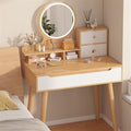 Natural Wood Vanity Desk with Lighted Mirror G544