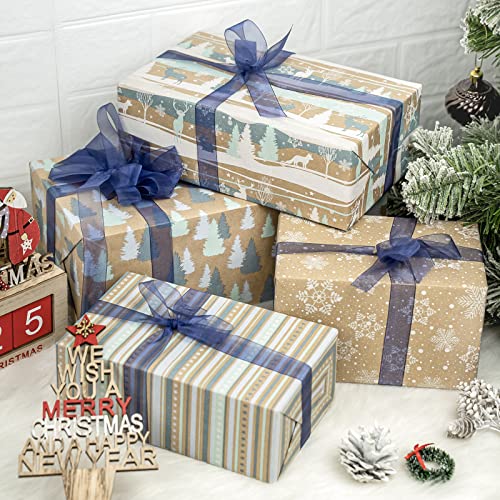 Christmas Kraft Wrapping Paper 4 Rolls A3409