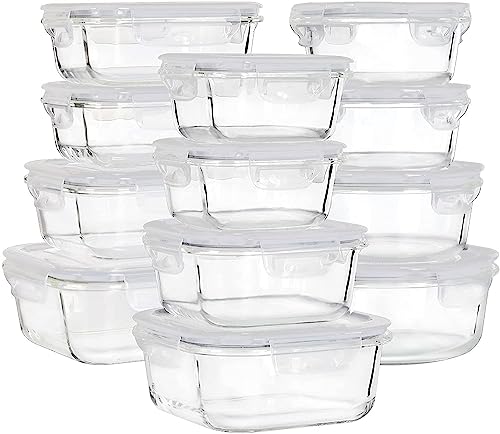 24 Piece Glass Food Storage Containers with Lids B7091