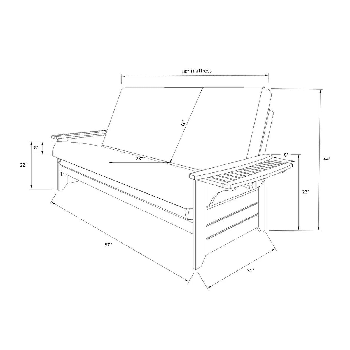 Queen Espresso Wood Storage Futon G1243