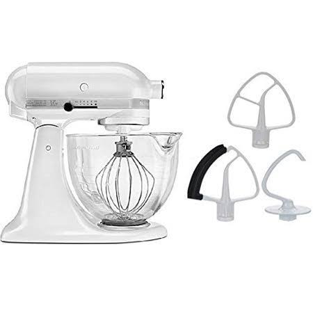 5-Quart Matte White Glass Bowl Stand Mixer K71818