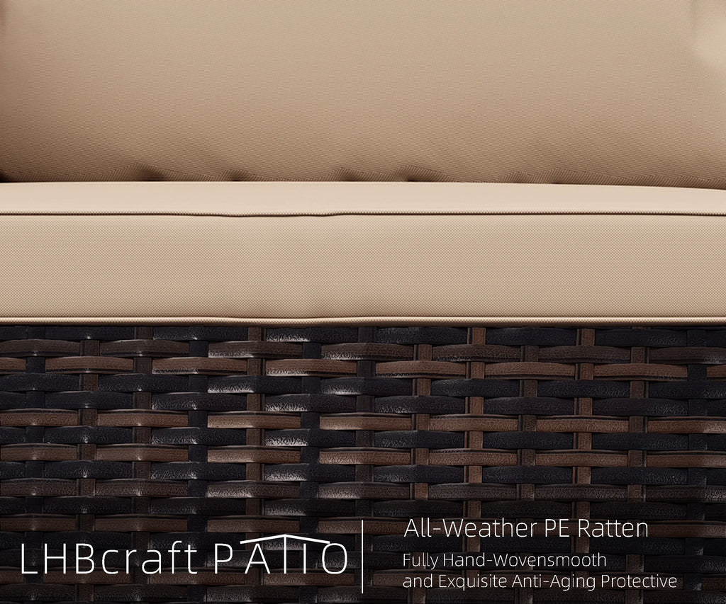 7 Piece PE Rattan Patio Sectional Sofa Set with Cushion and Coffee Table E857499