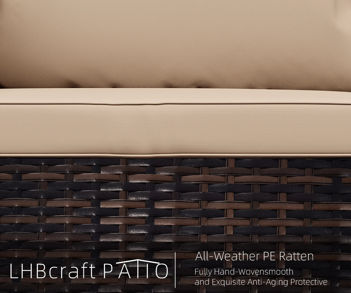 7 Piece PE Rattan Patio Sectional Sofa Set with Cushion and Coffee Table E857499