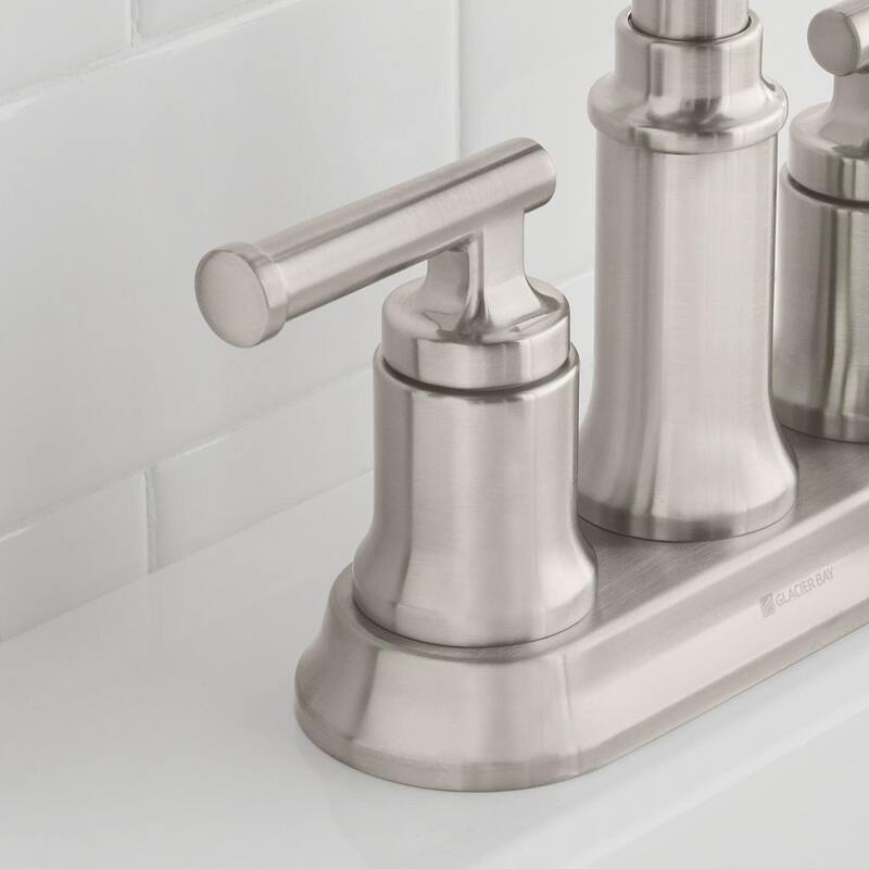 4 in. Centerset Double-Handle High-Arc Bathroom Faucet Brushed Nickel 2-Pack N12959