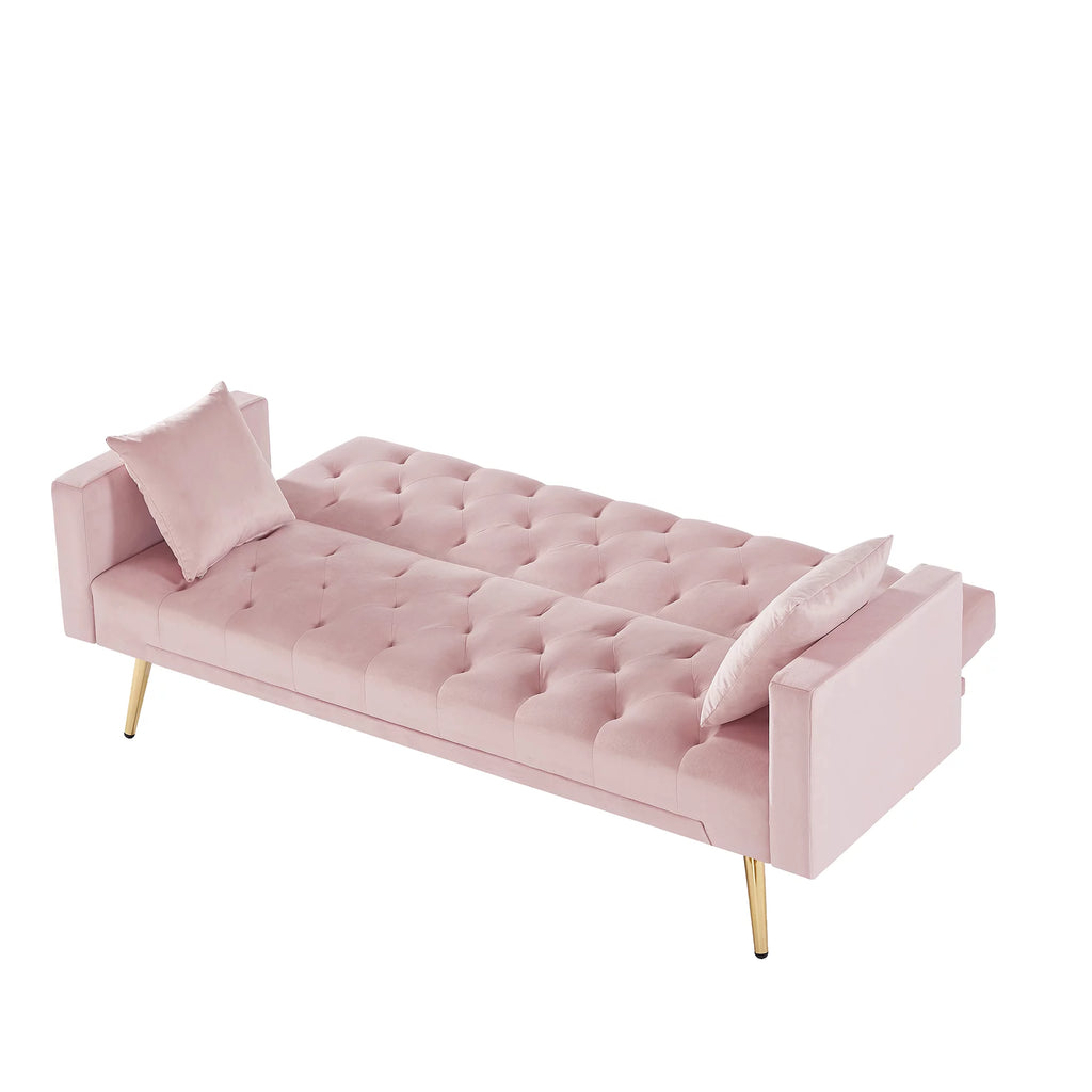 Pink Convertible Folding Futon Sofa Bed R108411
