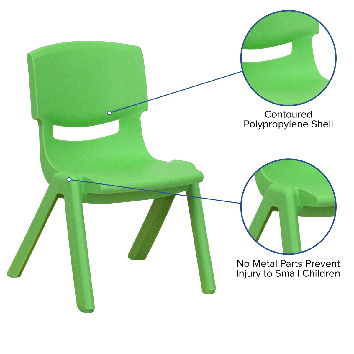 Green Plastic Stacking School Chair (2 Pack) H580