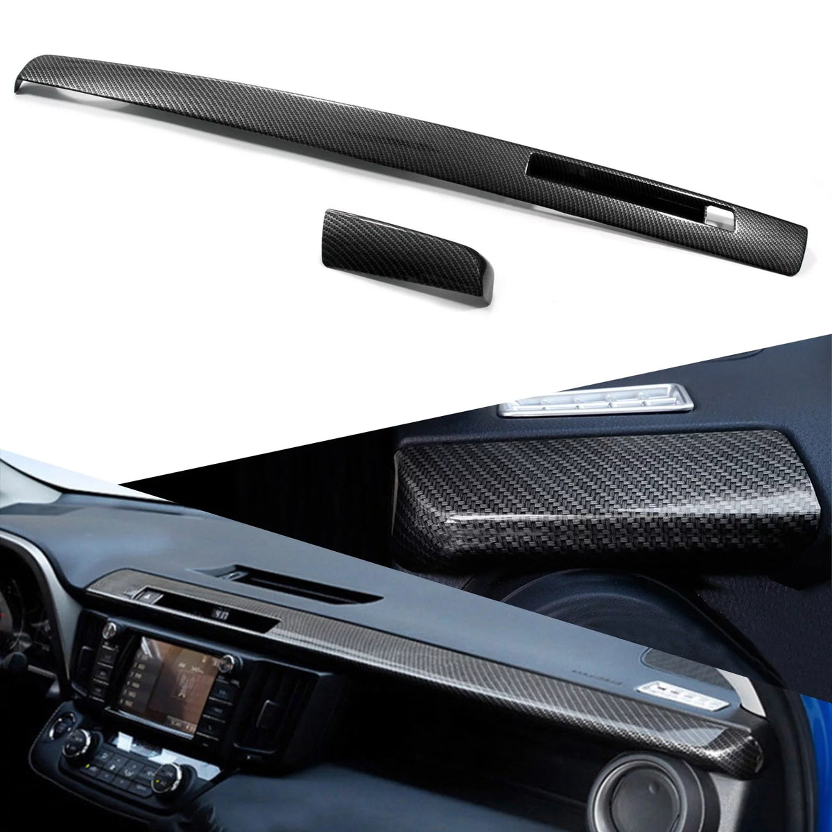 2pcs ABS Carbon Fiber Dashboard Console Panel Cover Trim E27877