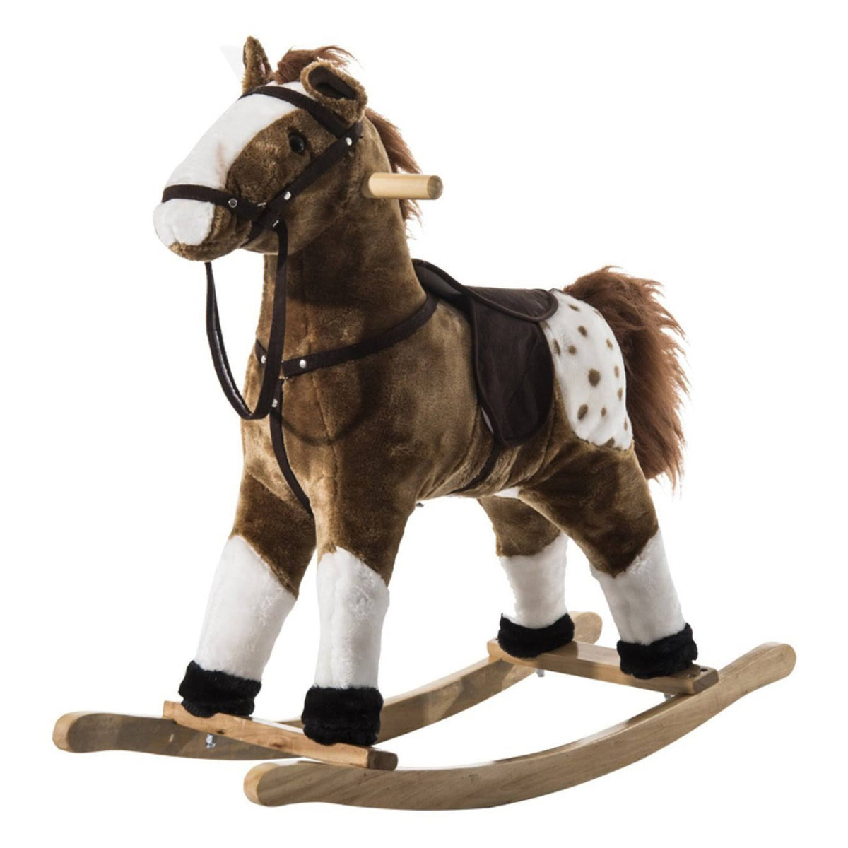 Brown Plush Interactive Rocking Horse Toy A4604