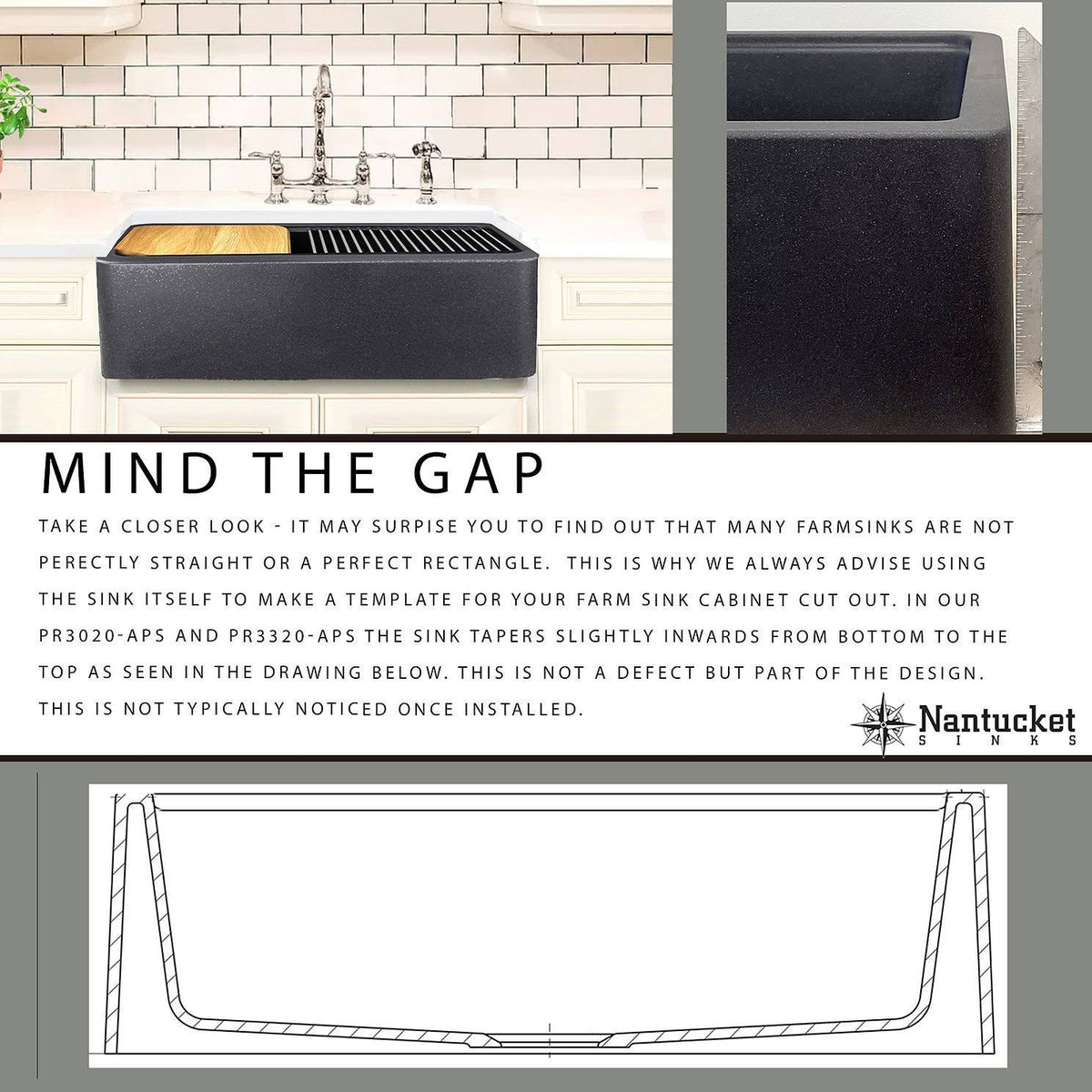 33-inch Reversible Granite Composite Apron Sink with Accessory Pack D20128