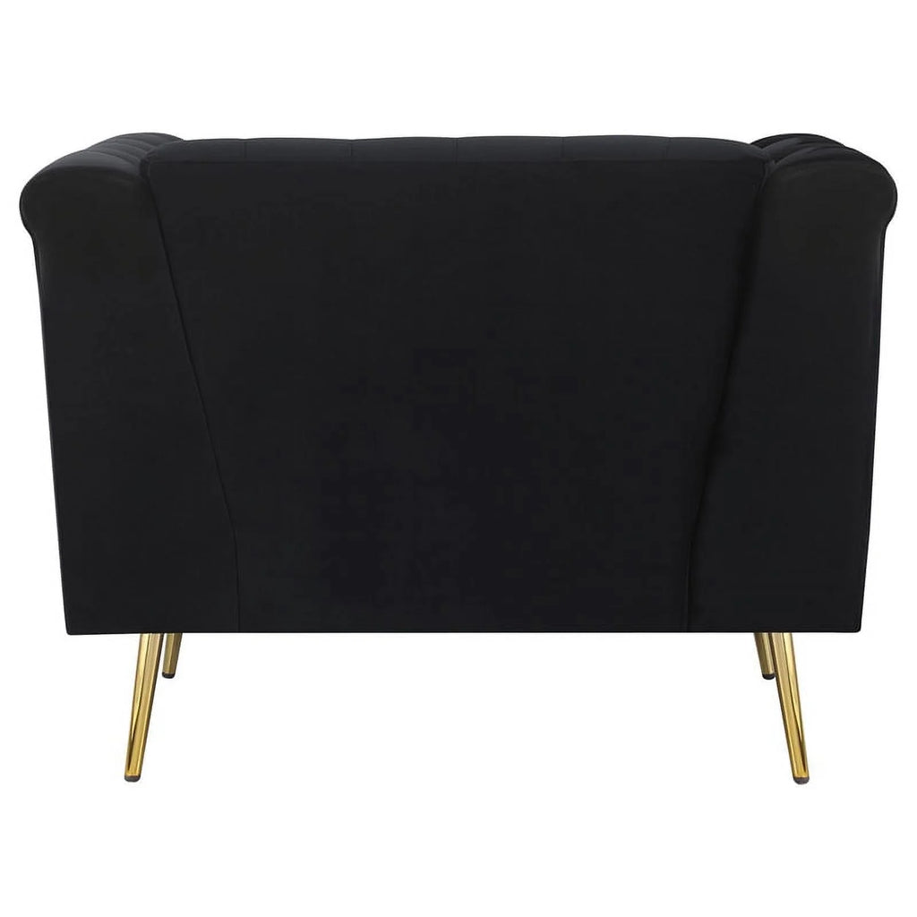 3-piece Fabric Tuxedo Arm Tufted Back Set in Black P371453