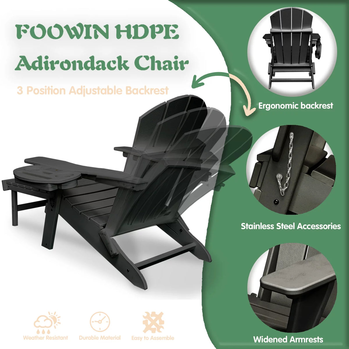 Folding Adirondack Chair with Ottoman R76304