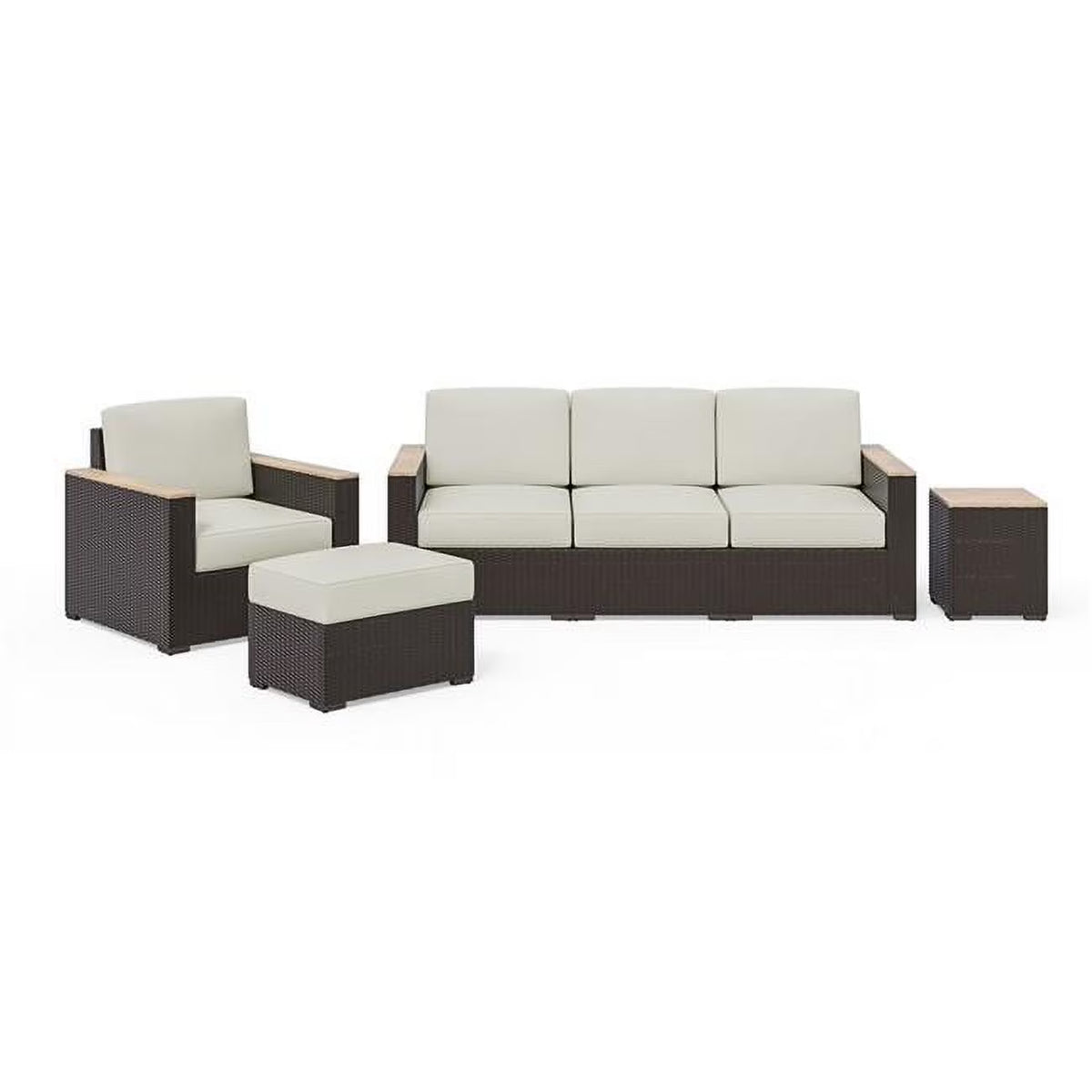 Palm Springs Outdoor Sofa with Arm Chair, Ottoman & Side Table - Brown N409373