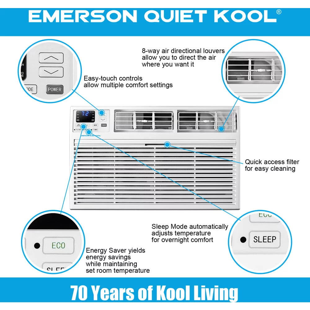 12,000 BTU 230-Volt Through-the-Wall Air Conditioner with Heater, White F733882