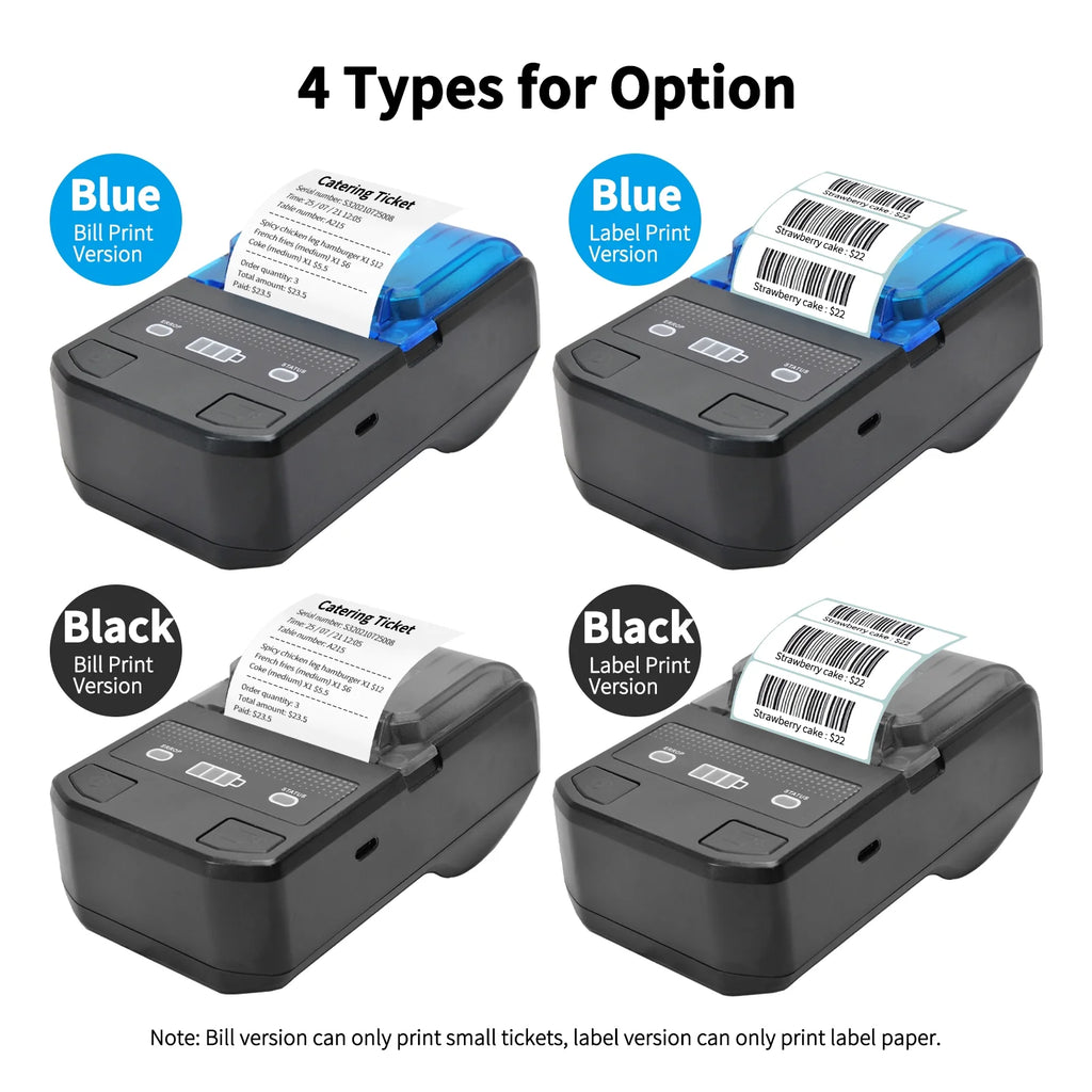 Thermal Receipt Printer with Battery Support ESC/POS Portable 58mm Wireless BT D8159