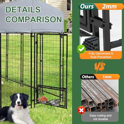 8x4x6 FT Heavy Duty Welded Wire Steel Dog Kennel with Roof T55605