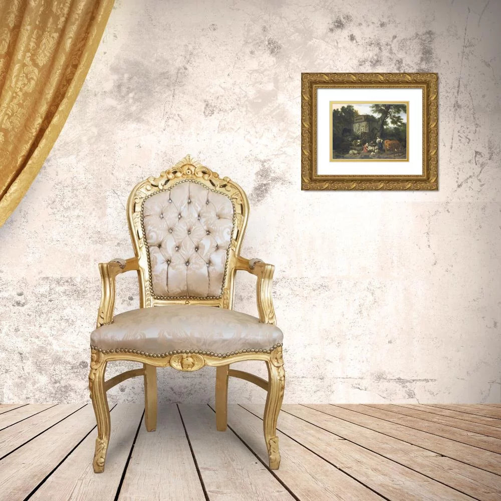 Gold Ornate Wood Frame Double Matted Museum Art Print V3597