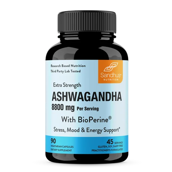 Extra Strength Ashwagandha with Black Pepper Extract 90 Ct Q70947