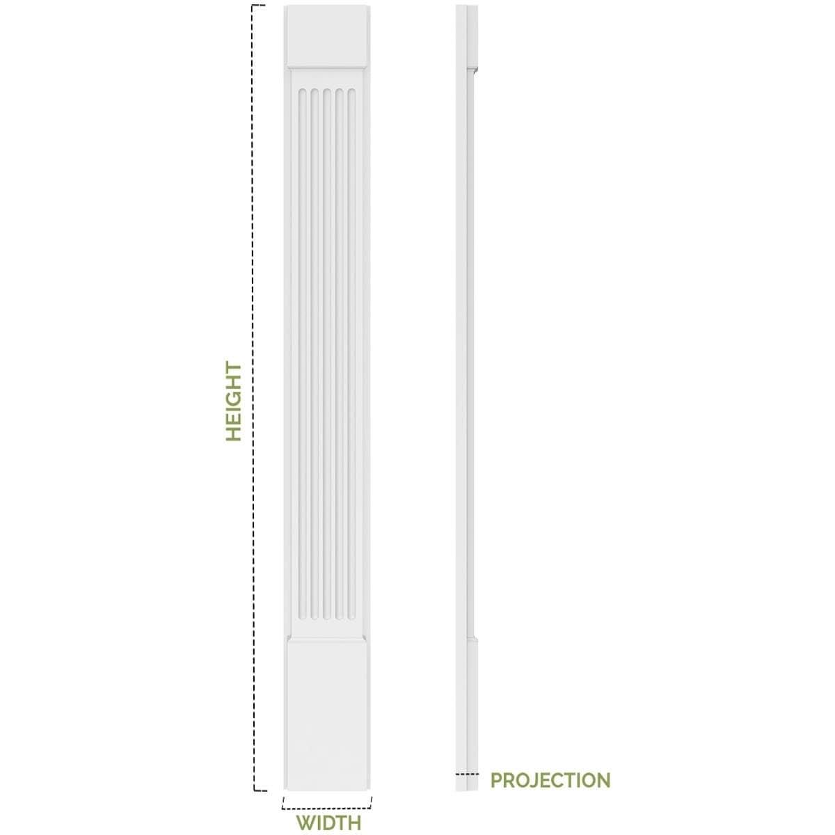 Two Equal Flat Panel PVC Pilaster with Decorative Capital & Base (Pair) W99082